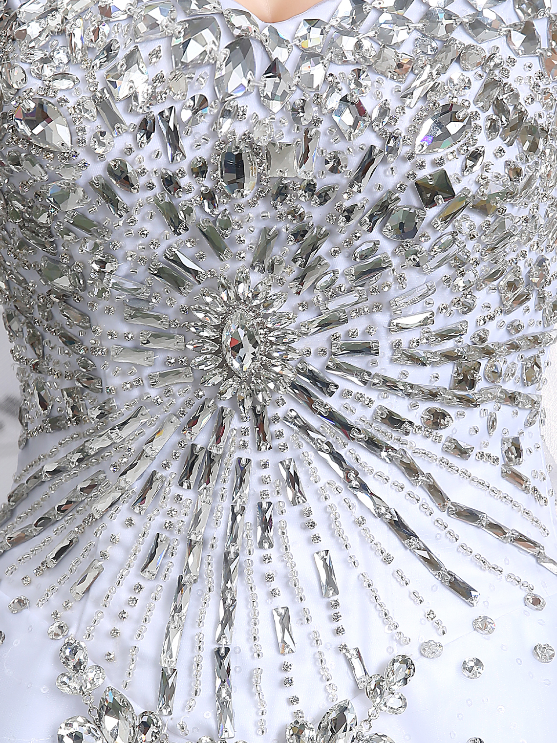 Ball Gown Luxury Formal Wedding Dress Chapel Train Appliques Beading