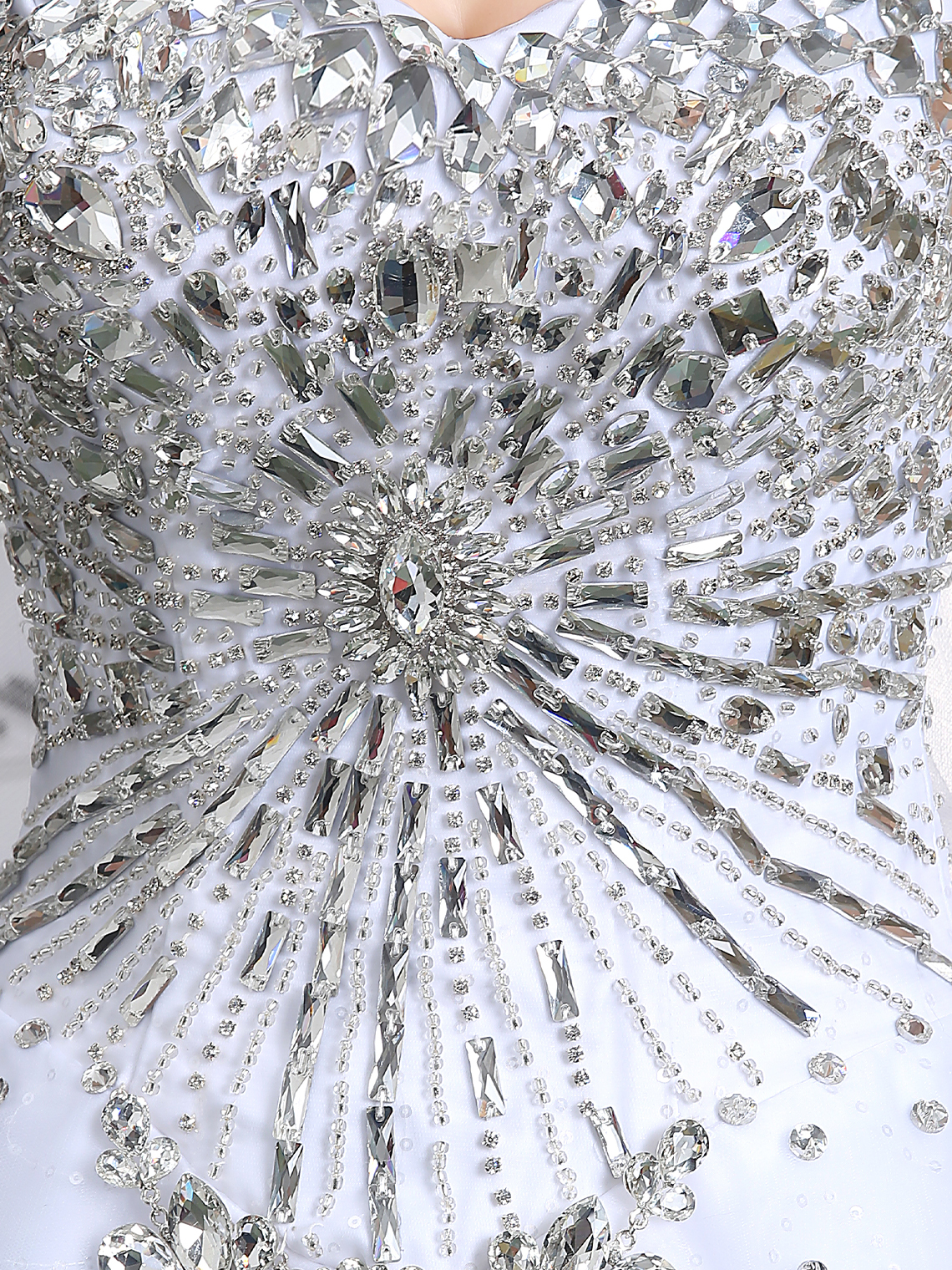 Ball Gown Luxury Formal Wedding Dress Chapel Train Appliques Beading