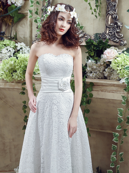 Dress A-Line/Princess Elegant Bridal Reception Dress Lace with Appliques