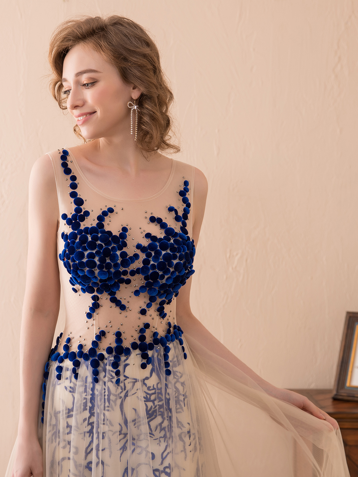 A-Line/Princess Illusion Sexy Prom Gown Tulle with Sequin Appliques