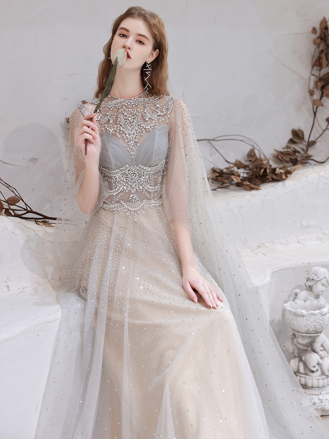 A-Line/Princess Evening Gown Luxury Prom Graduation Dress Floor Length