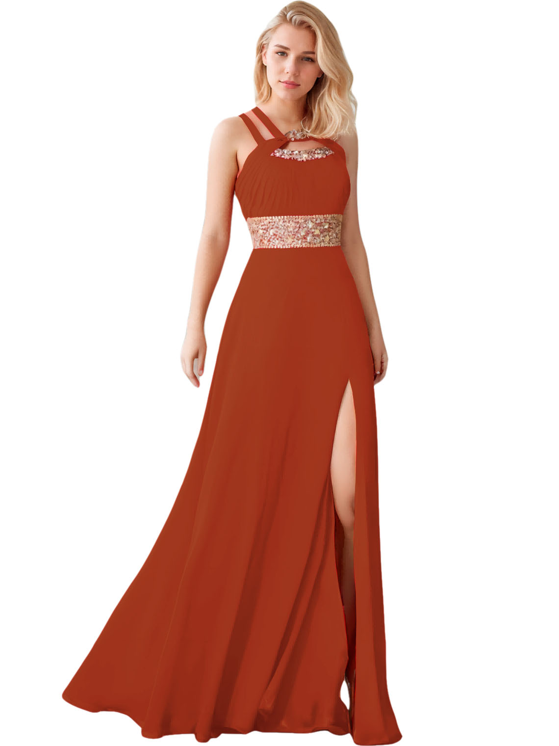 A-line/Princess Scoop Beading Sleeveless Floor-length Chiffon Dresses