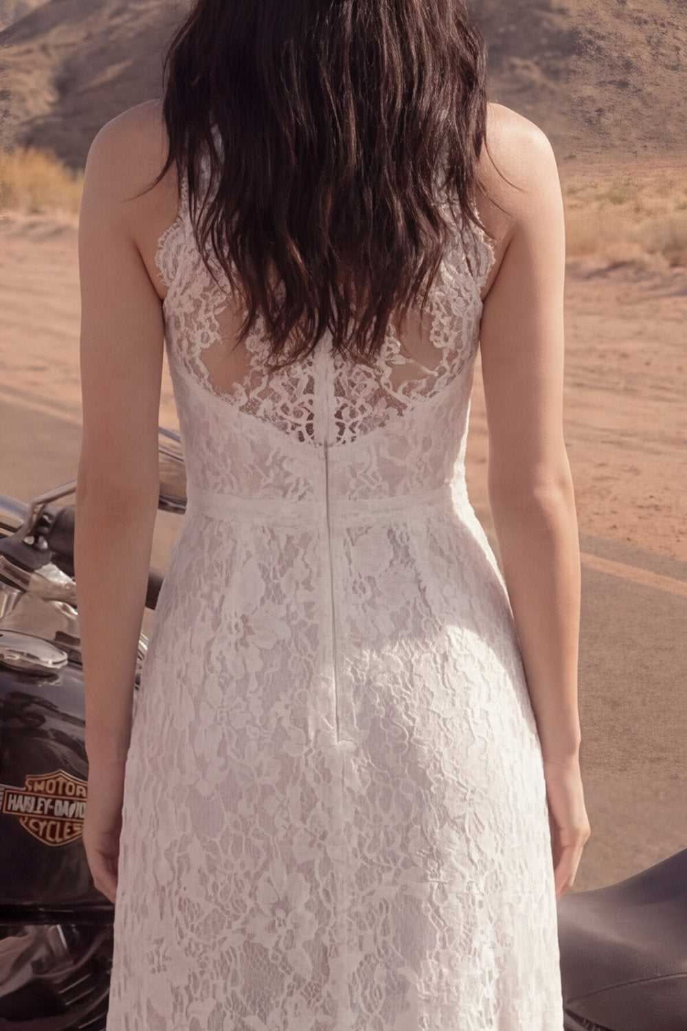 Sheath Floral Lace Ivory Maxi Boho Engagement Dresses with Slit, image 4