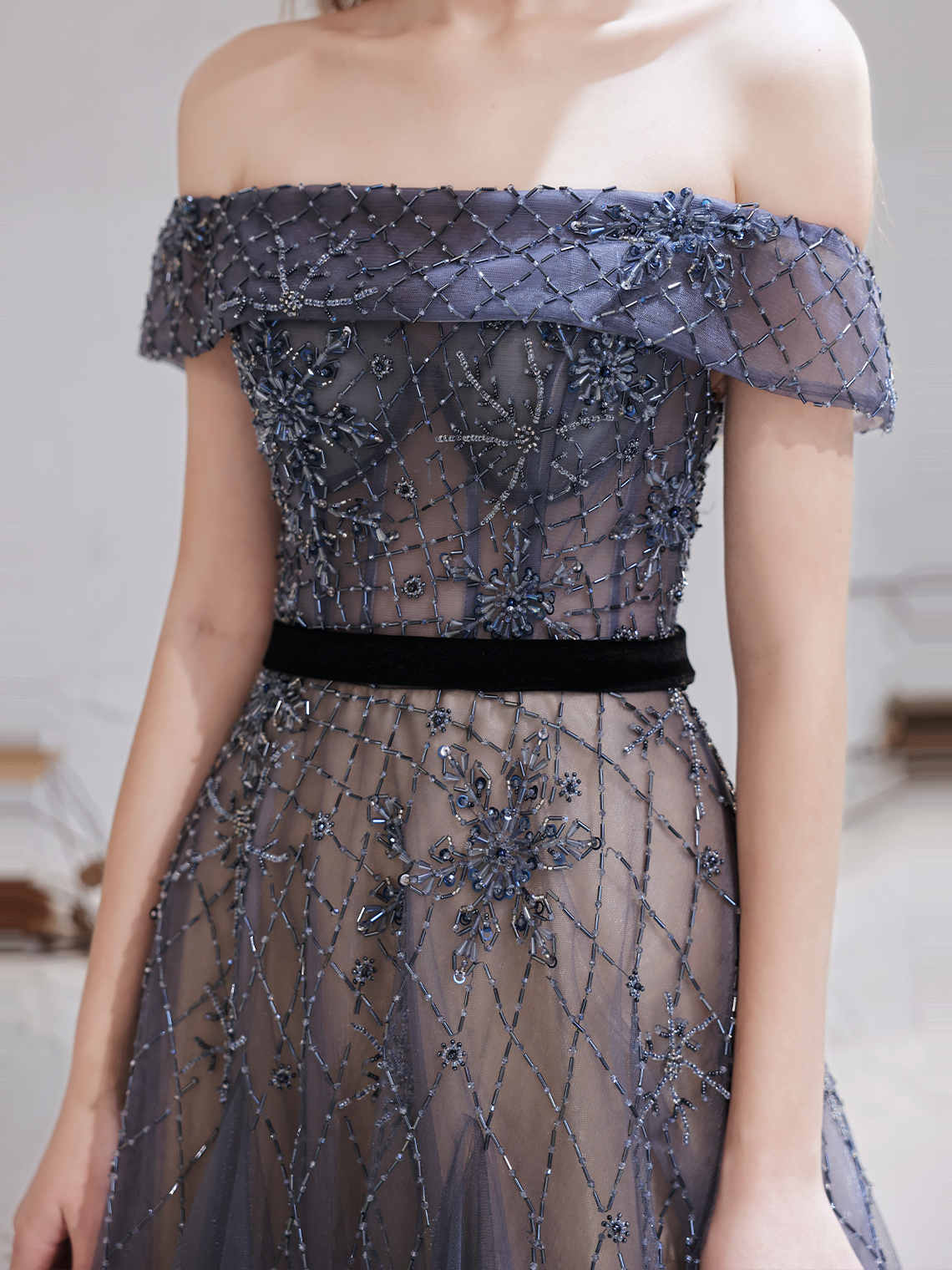 A-Line/Princess Evening Dress Elegant Formal Sparkle Beading Prom Gown