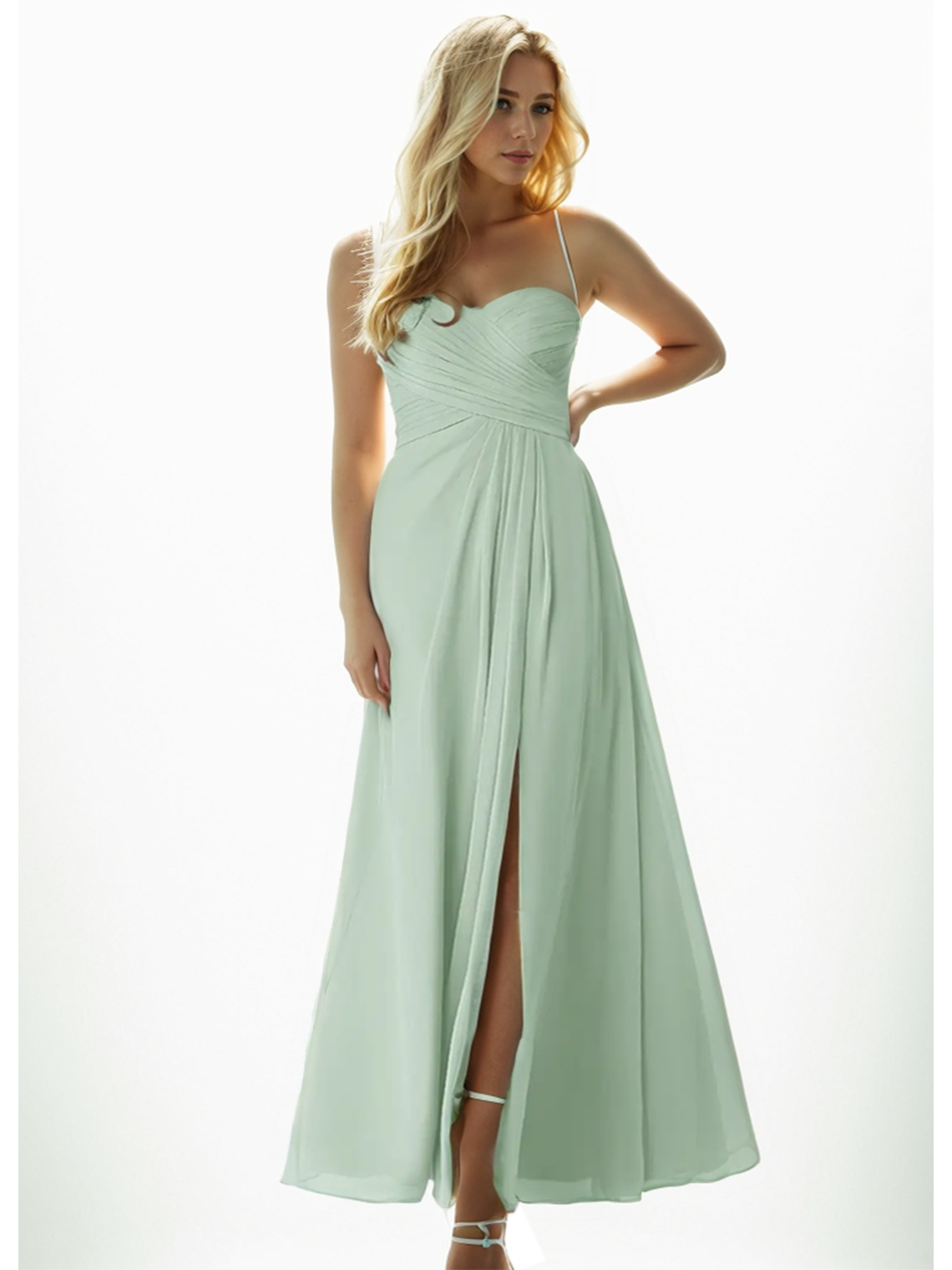 A-Line/Princess Floor-Length Sweetheart Pleated Bridesmaid Dress