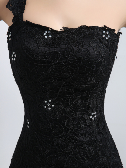 Dress Mermaid/Trumpet Elegant Prom Gown One Shoulder Tulle with Appliques