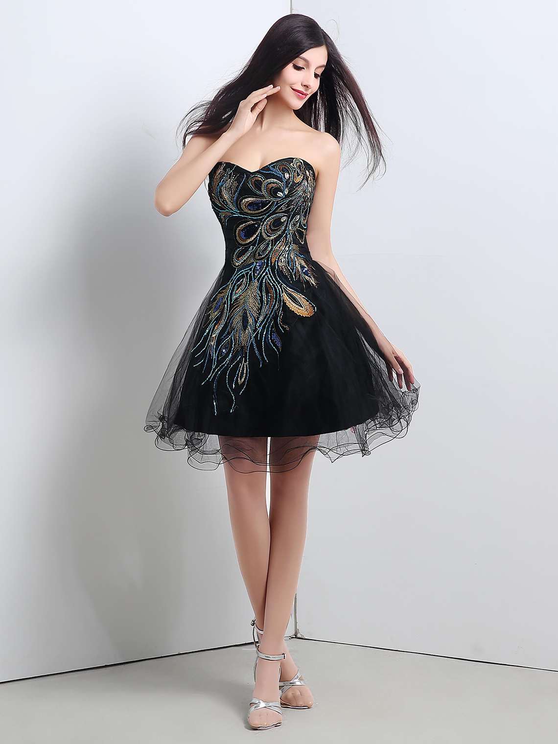 A-Line/Princess Short/Mini Sweetheart Homecoming Dress with Appliques