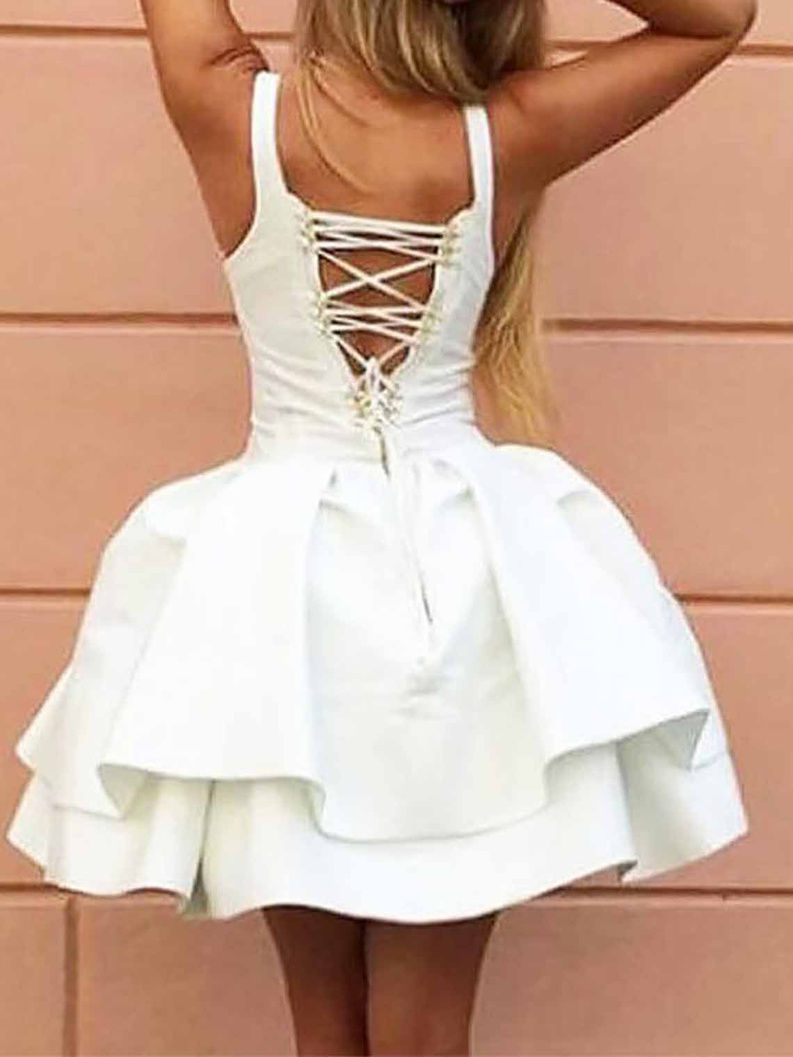 A-line Cocktail Dress V Neck Sleeveless Short/Mini Homecoming Dress