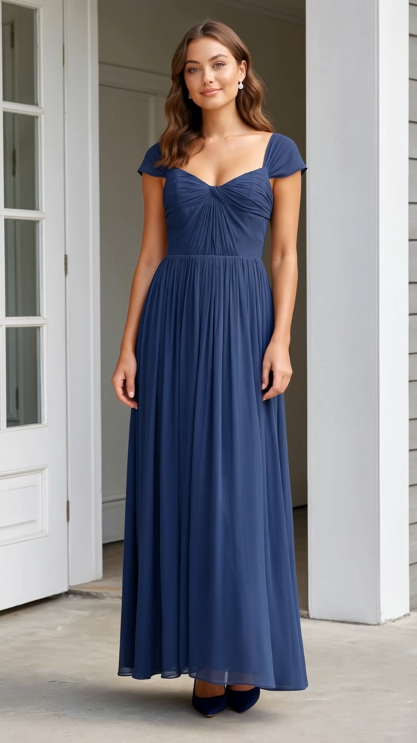 Chiffon A-Line Square Neck Backless Floor-Length Prom Dresses