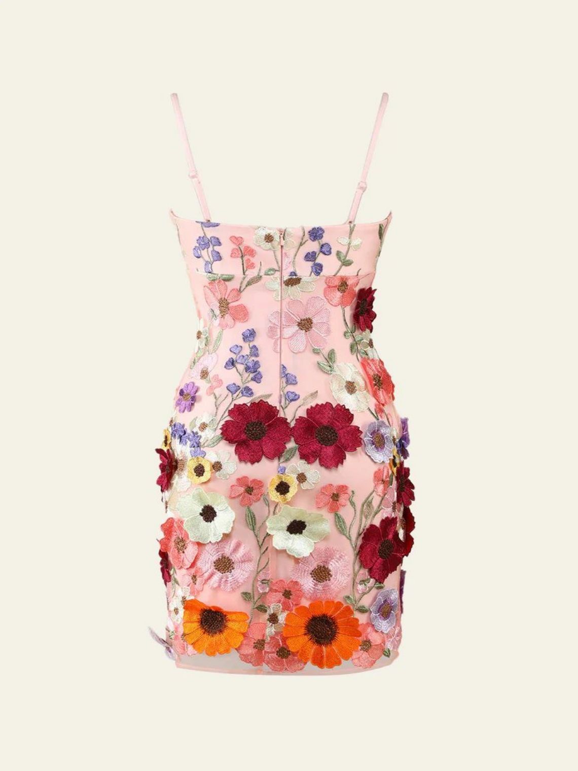 Sheath/Column Spaghetti Straps 3D Flower Homecoming Dress
