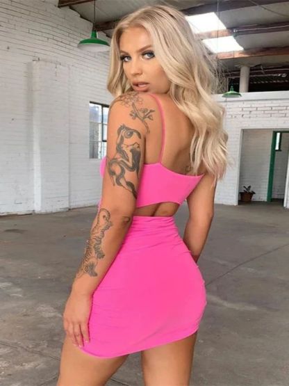 Dress Satin Ruched V-neck Spaghetti Straps Sleeveless Homecoming Dress