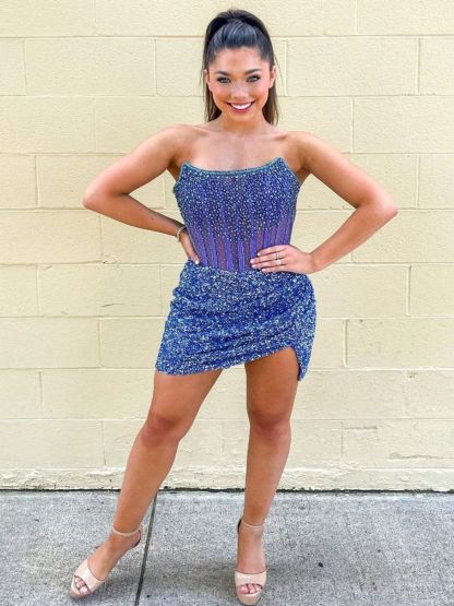 Dress Sheath/Column Strapless Corset Sequins Short-Mini Homecoming Dress