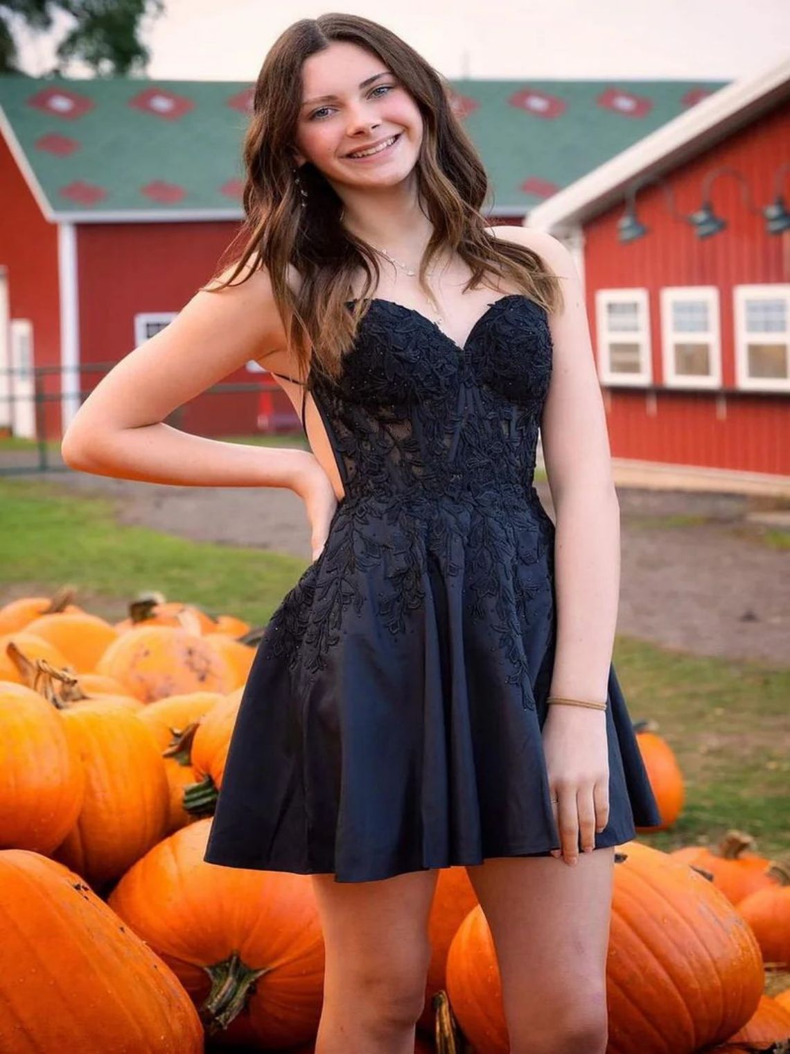Green Appliques Sweetheart Lace-Up A-Line Short Homecoming Party Dress