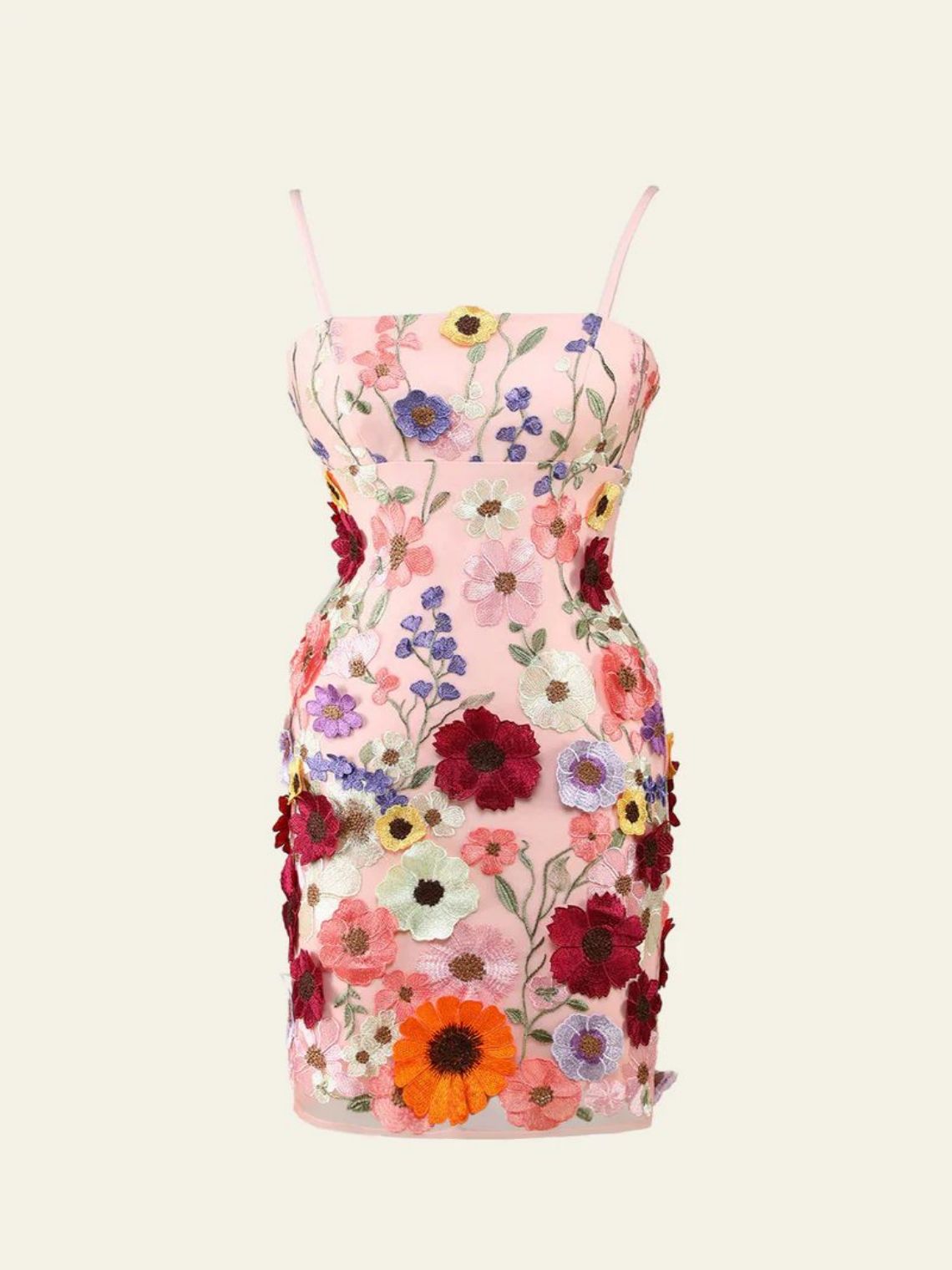 Sheath/Column Spaghetti Straps 3D Flower Homecoming Dress