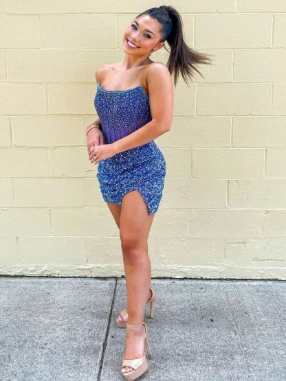 Dress Sheath/Column Strapless Corset Sequins Short-Mini Homecoming Dress