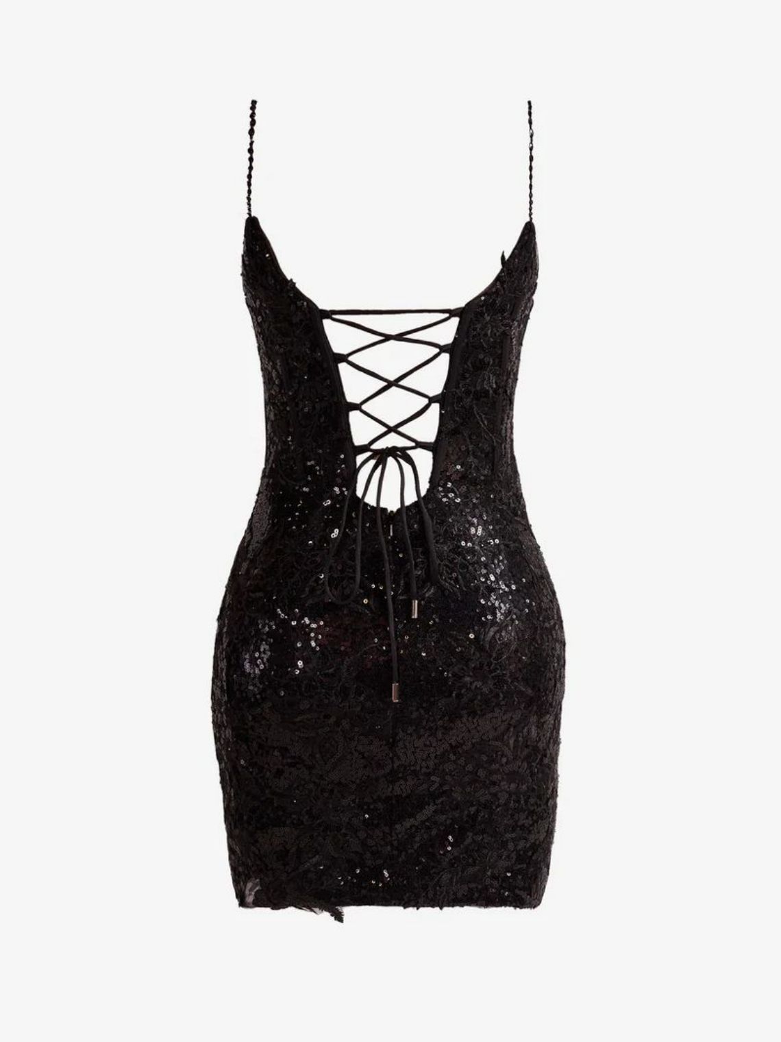 Sheath/Column Spaghetti Straps Sequined Lace Homecoming Dress