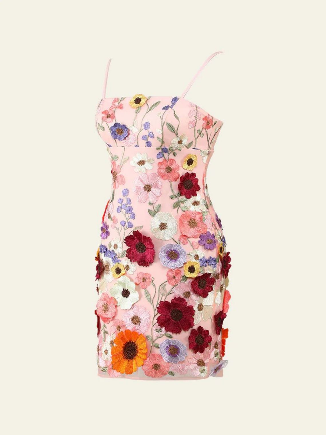 Sheath/Column Spaghetti Straps 3D Flower Homecoming Dress