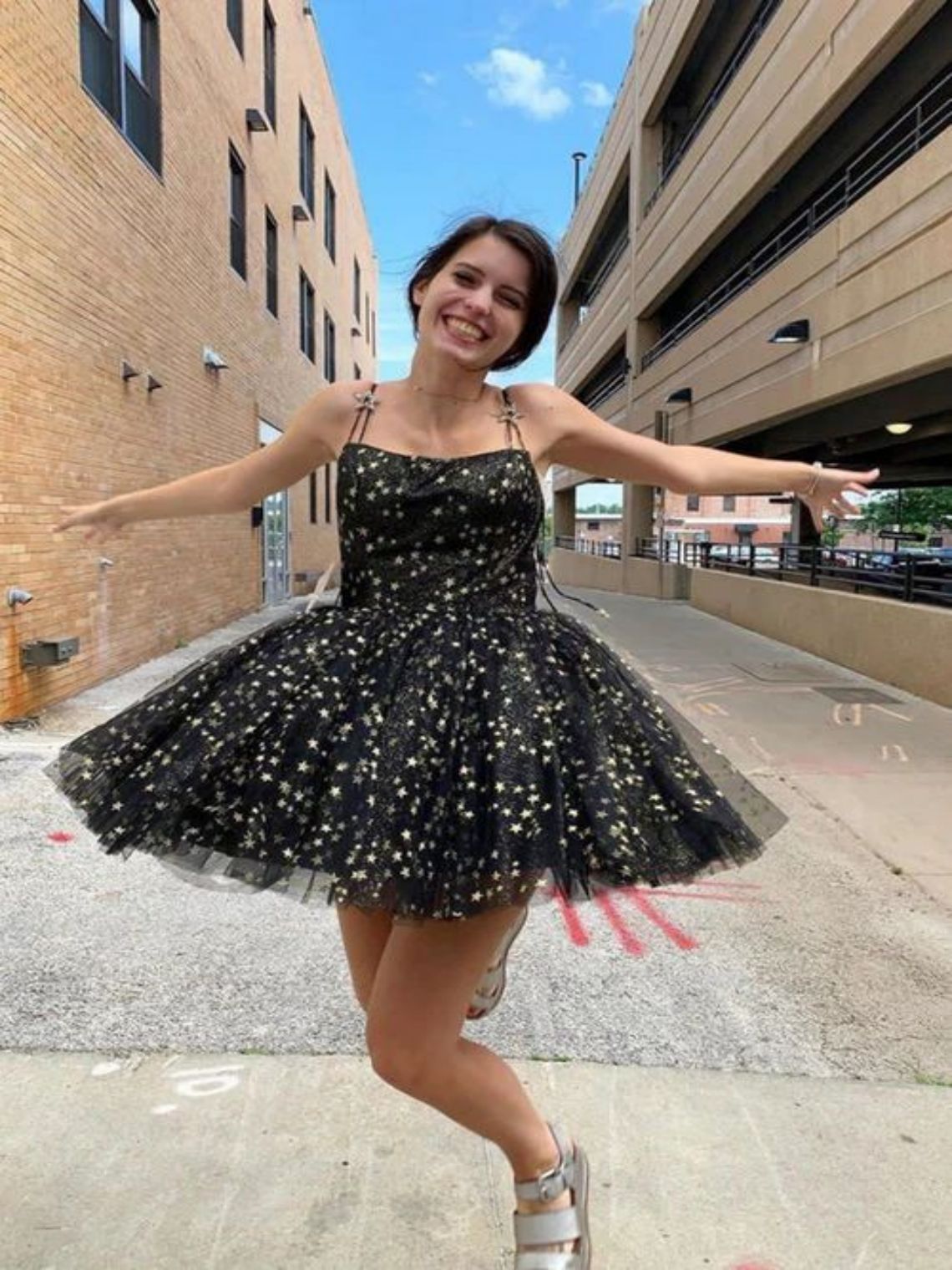 A-Line Spaghetti Straps Short Black Party Tulle Homecoming Dresses