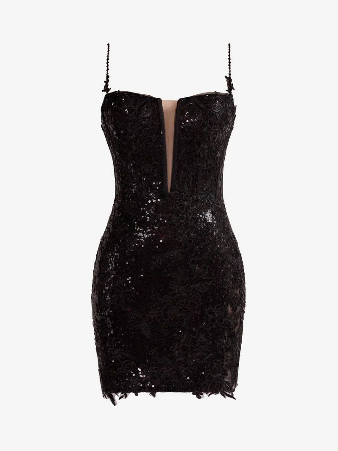 Sheath/Column Spaghetti Straps Sequined Lace Homecoming Dress