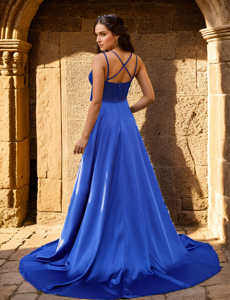 A-Line/Princess Sleeveless Spaghetti Straps Sweep/BrushTrain Long Prom Evening Dresses