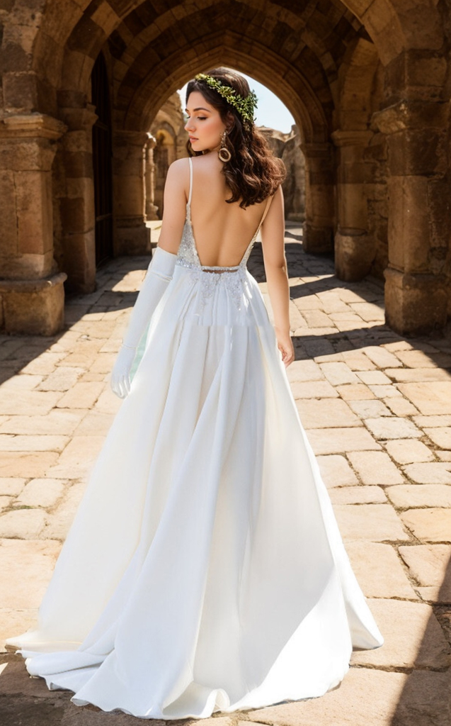A-Line/Princess Pure Color Sexy V-Neck Sleeveless Sweep/BrushTrain Wedding Dresses 