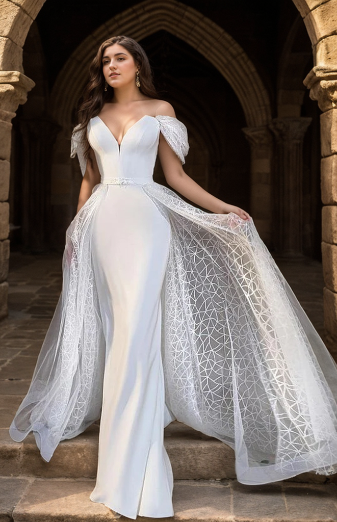 Trumpet/Mermaid Elegant V-Neck Sleeveless Sweep/BrushTrain Wedding Dresses 