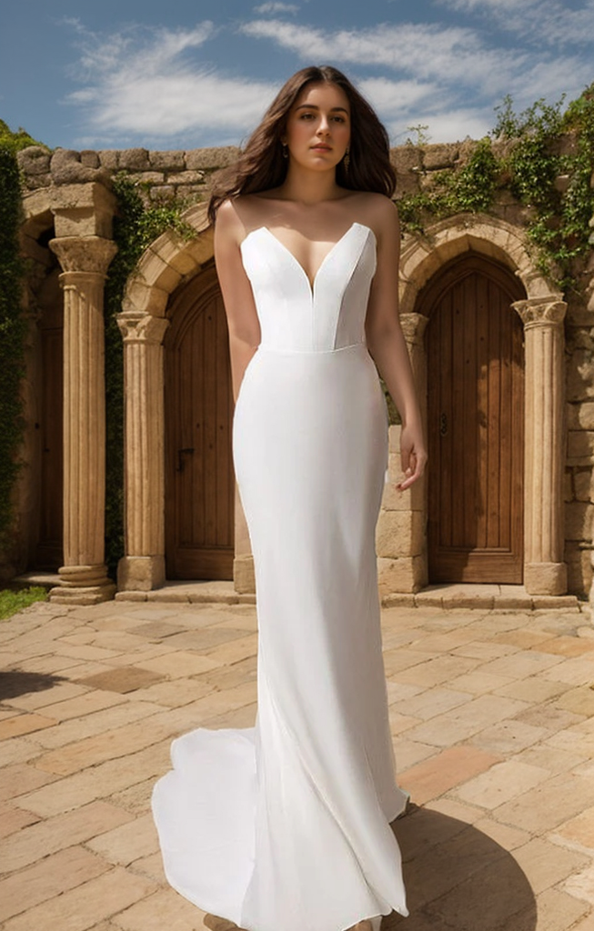 Trumpet/Mermaid Elegant V-Neck Sleeveless Sweep/BrushTrain Wedding Dresses 
