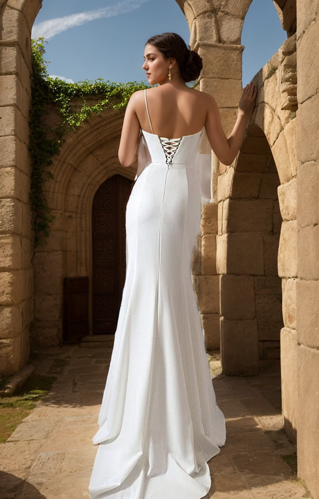 Trumpet/Mermaid Elegant V-Neck Sleeveless Sweep/BrushTrain Wedding Dresses 