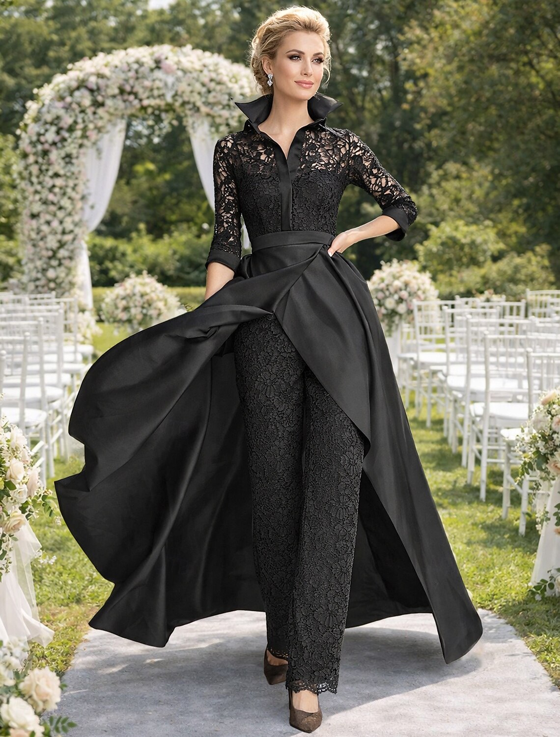 Jumpsuit Pantsuit Floor Length Mother of the Bride Dress