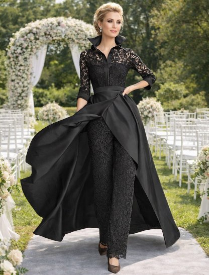 Jumpsuit Pantsuit 3 Piece Floor Length Mother of the Bride Dress