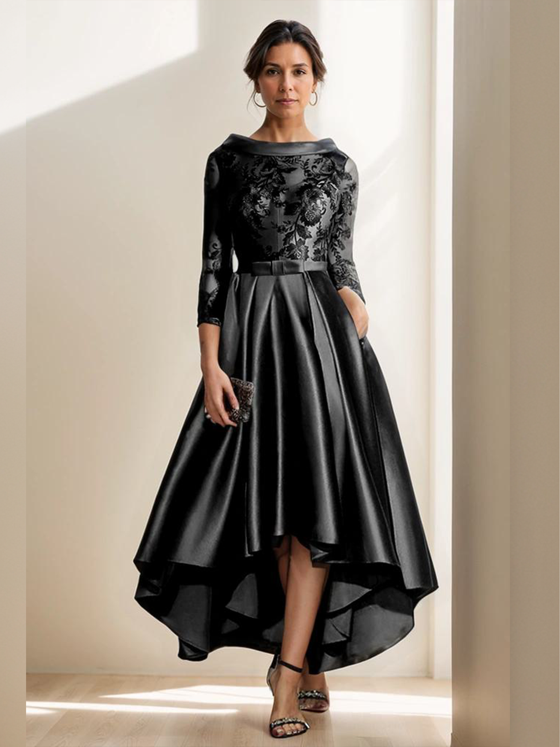 A-Line High Low Elegant Asymmetrical  Wedding Guest Dress