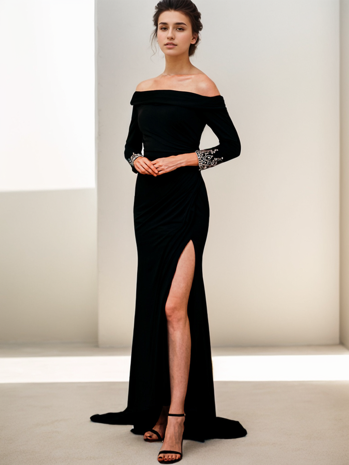 Mermaid/Trumpet Formal Evening Gown Dress Off Shoulder Sweep/Brush Train