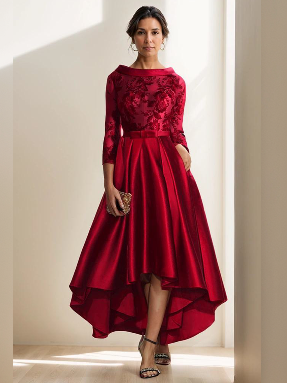 A-Line High Low Elegant Asymmetrical  Wedding Guest Dress