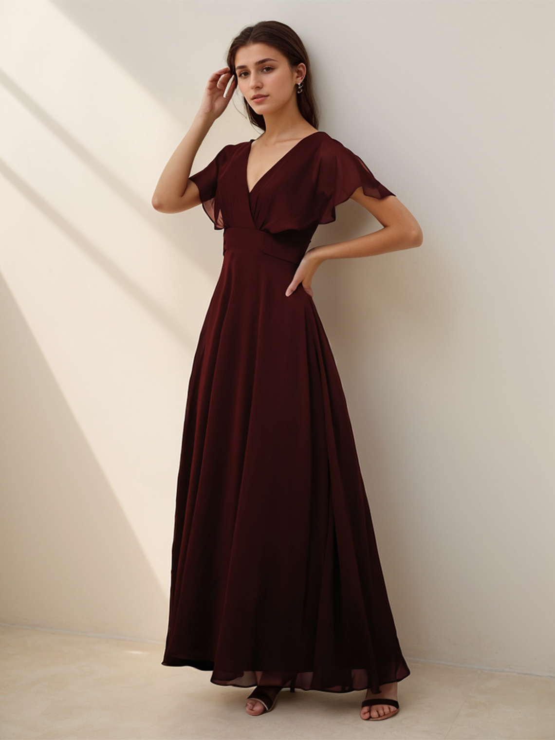 A-Line Evening Gown Elegant Prom Dress Bridesmaid Dress with Pleats