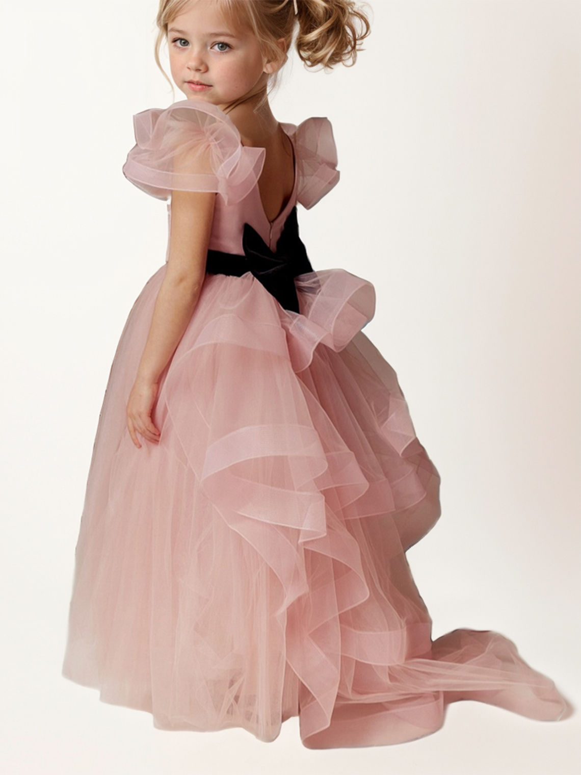 A-Line Flower Girl Dress Girl Cute Dress Sash/Ribbon Bow(s) Tiered