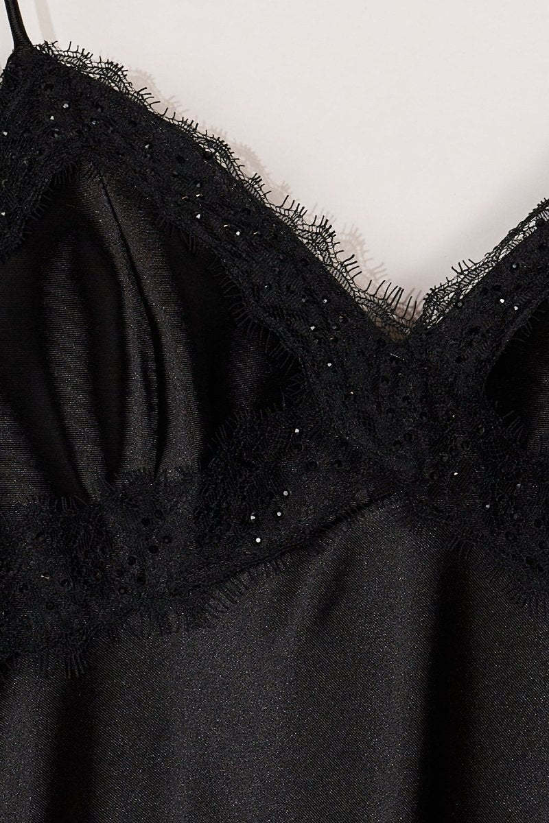 Black Spaghetti Straps Mermaid Satin Backless Prom Dresses With Beading Evening Dresses, product image 6