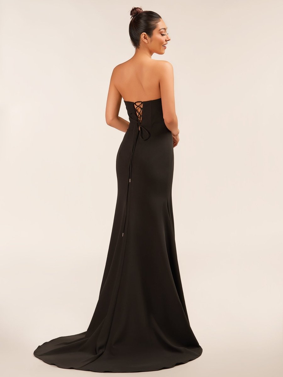 Sweetheart Black Mermaid Prom Dresses with Bow Evening Dresses