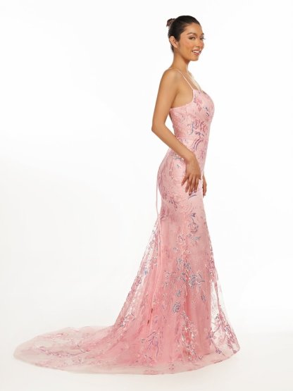 Mermaid Scoop Lace Long Prom Dresses Evening Dresses