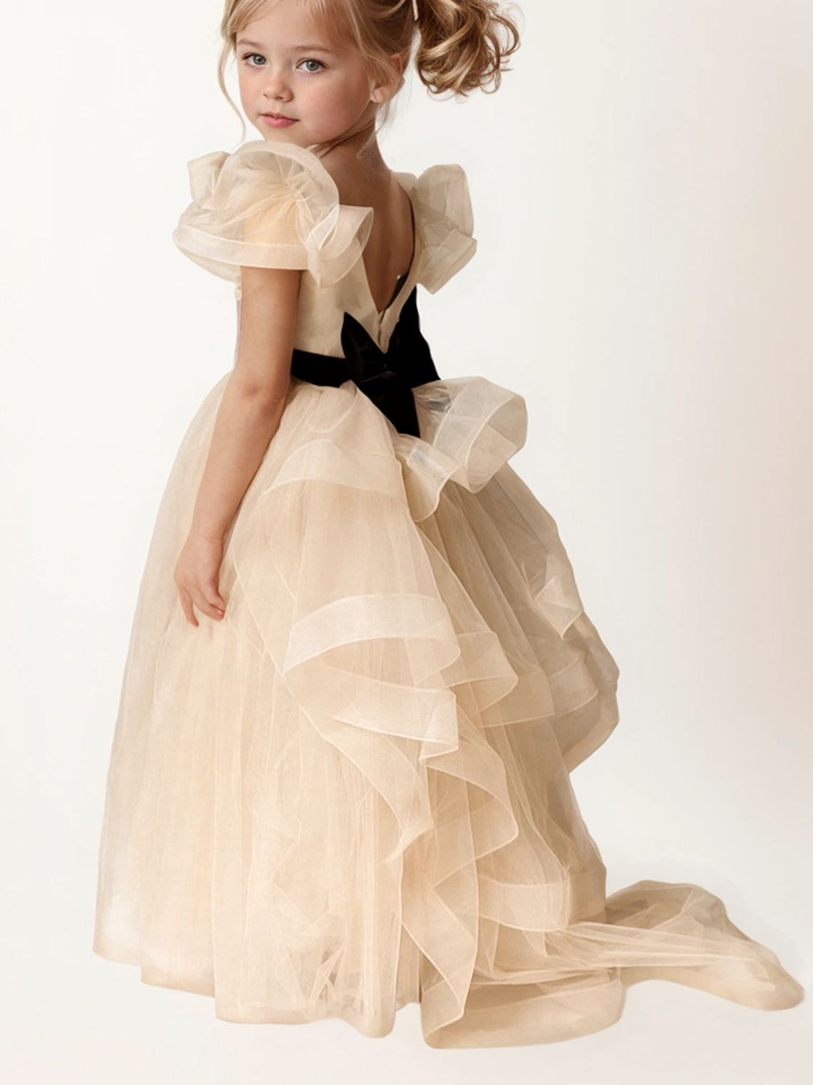 A-Line Flower Girl Dress Girl Cute Dress Sash/Ribbon Bow(s) Tiered