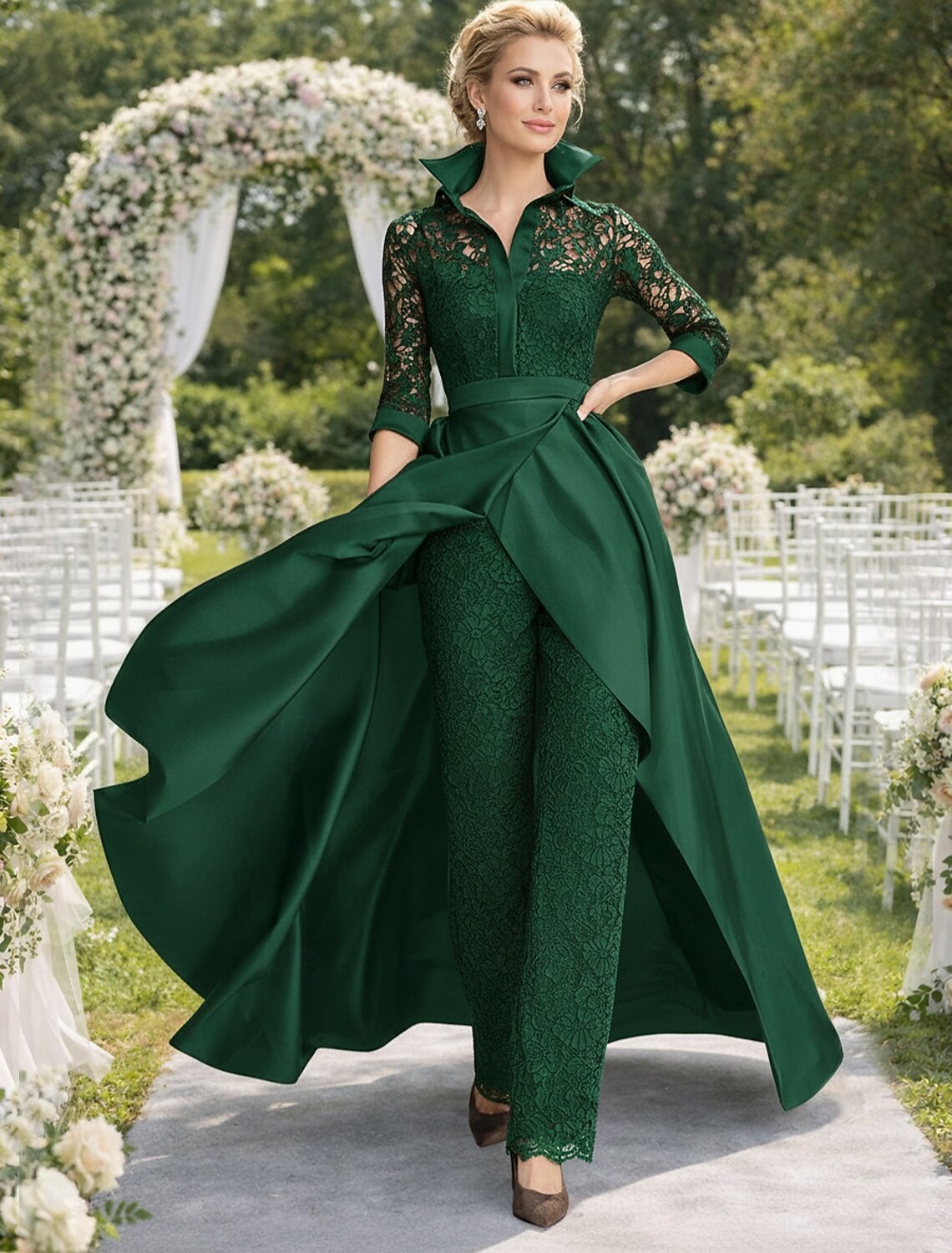 Jumpsuit Pantsuit Floor Length Mother of the Bride Dress