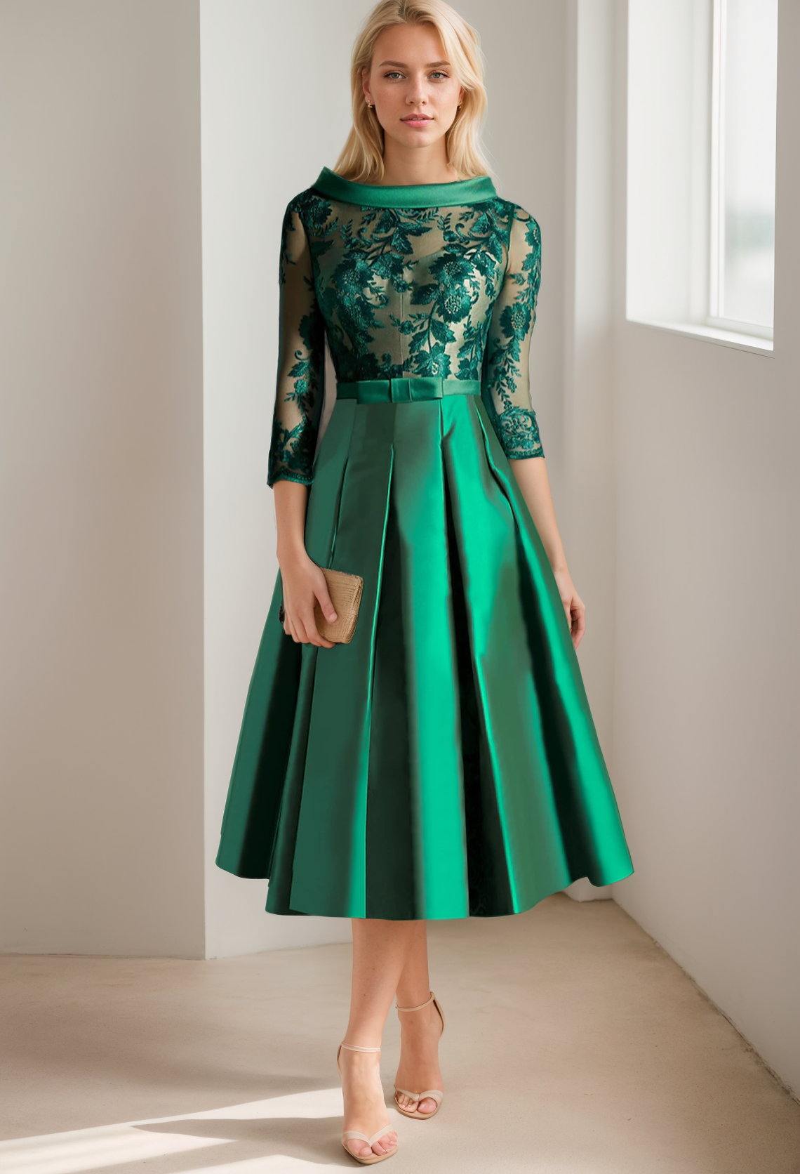 A-Line Spaghetti Strap Floor Length Sleeveless Prom Dresses with Appli