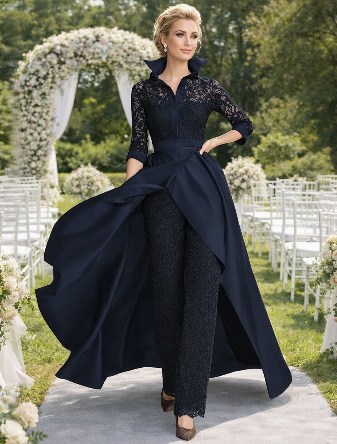 Jumpsuit Pantsuit Floor Length Mother of the Bride Dress