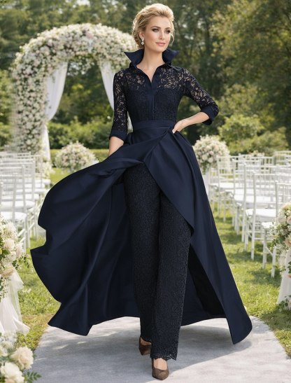 Jumpsuit Pantsuit Floor Length Mother of the Bride Dress