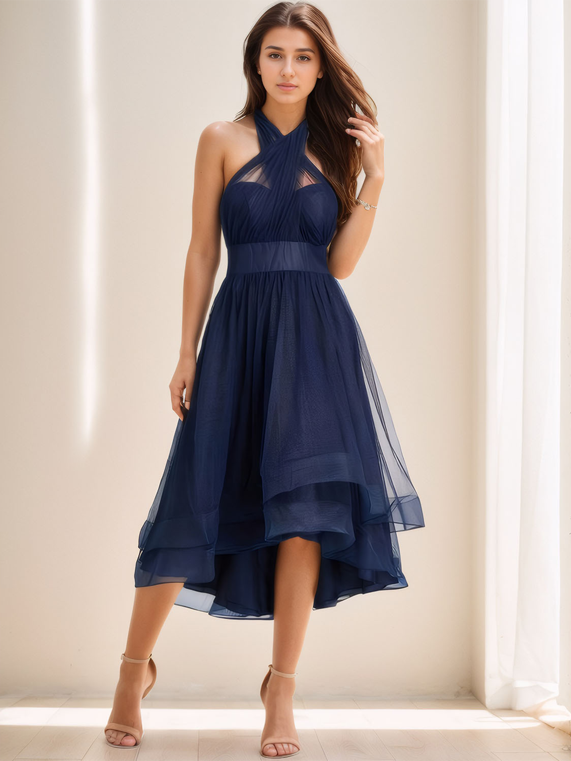A-Line Summer One Shoulder Convertible Homecoming Dress with Ruched