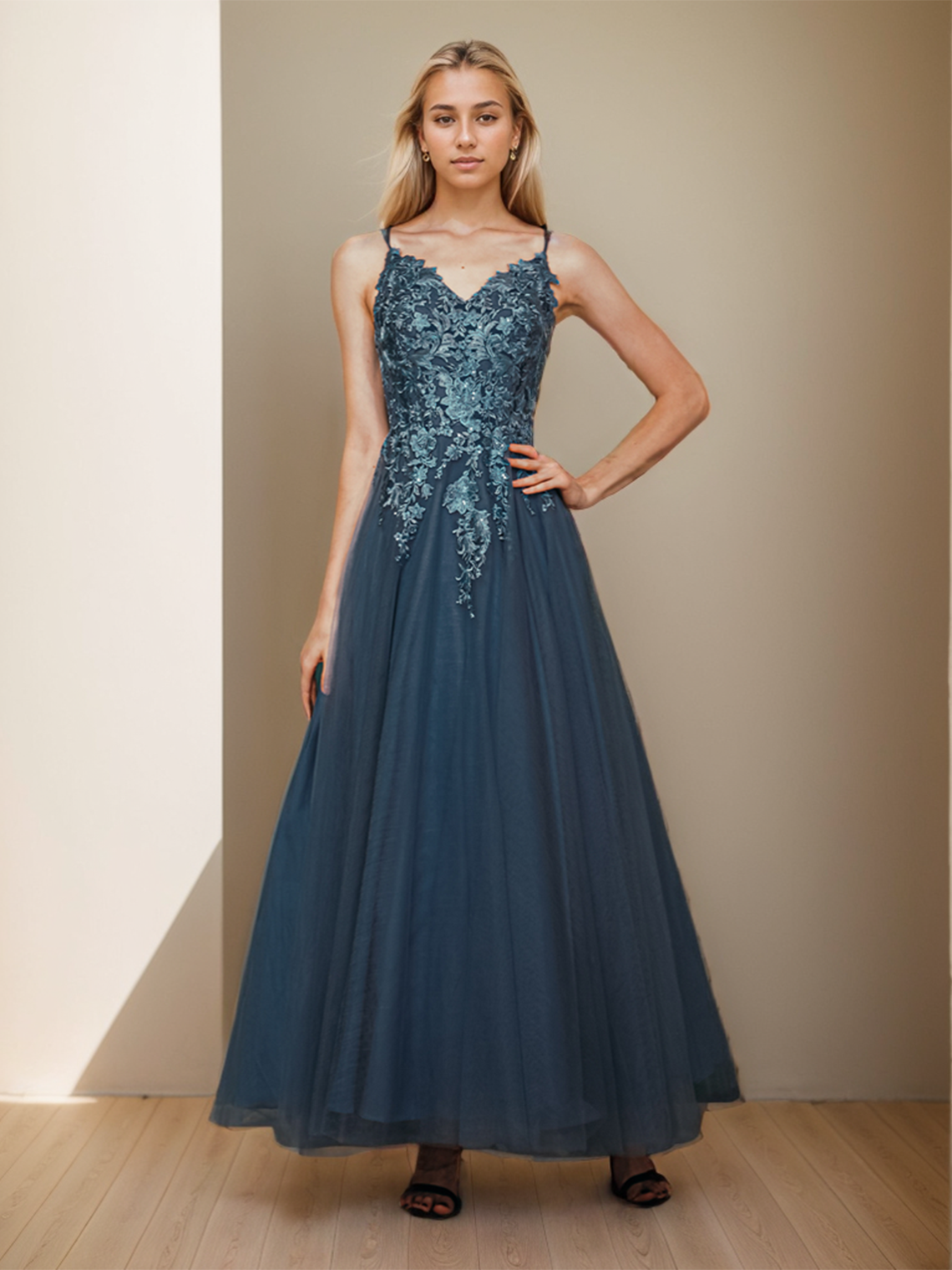 A-Line Prom Dresses Formal Evening Wedding Guest Dress Tulle Appliques