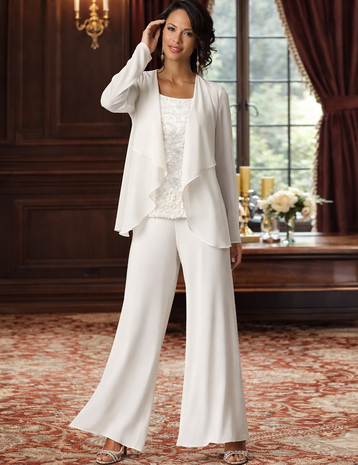 Jumpsuit Pantsuit 3 Piece Floor Length Mother of the Bride Dress