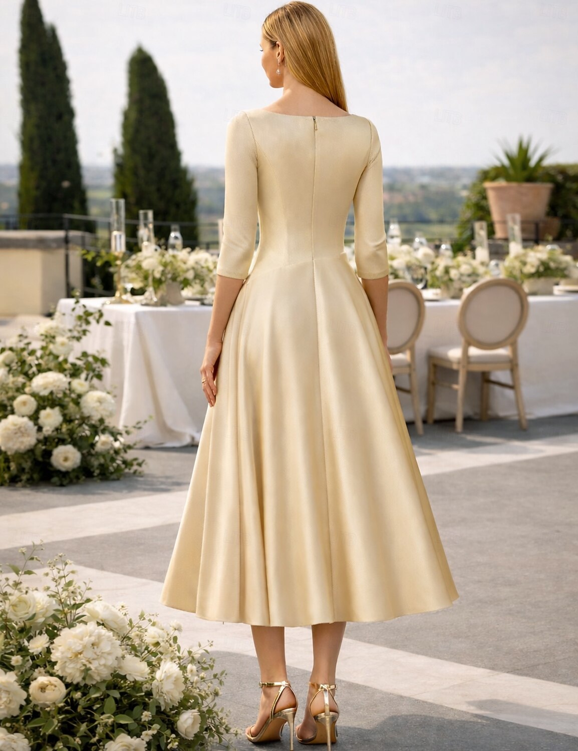  A-Line Tea Length Cocktail Dresses Party Dresses 