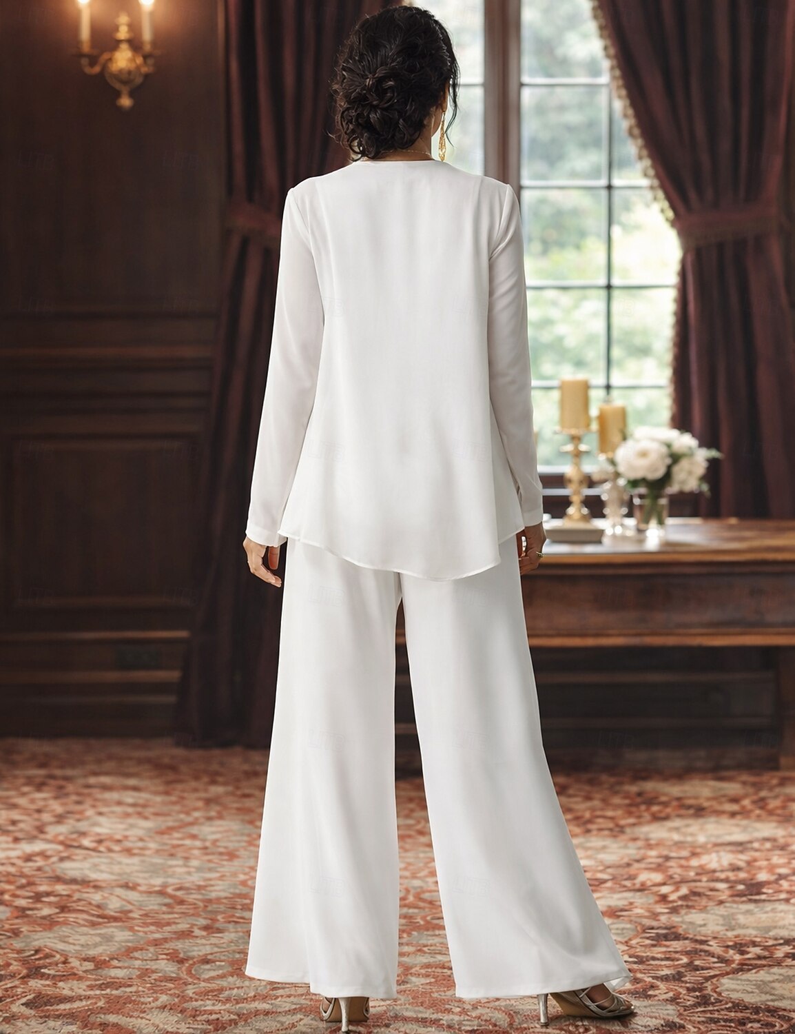 Jumpsuit Pantsuit 3 Piece Floor Length Mother of the Bride Dress 