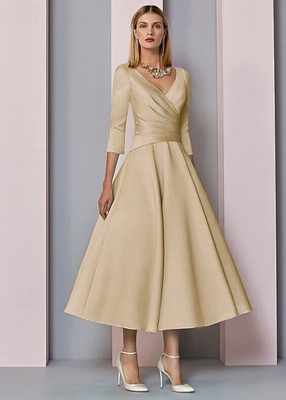  A-Line Tea Length Cocktail Dresses Party Dresses 
