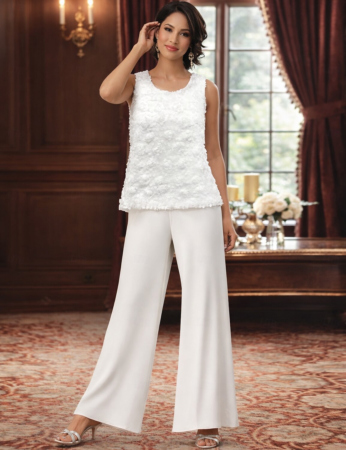 Jumpsuit Pantsuit 3 Piece Floor Length Mother of the Bride Dress 